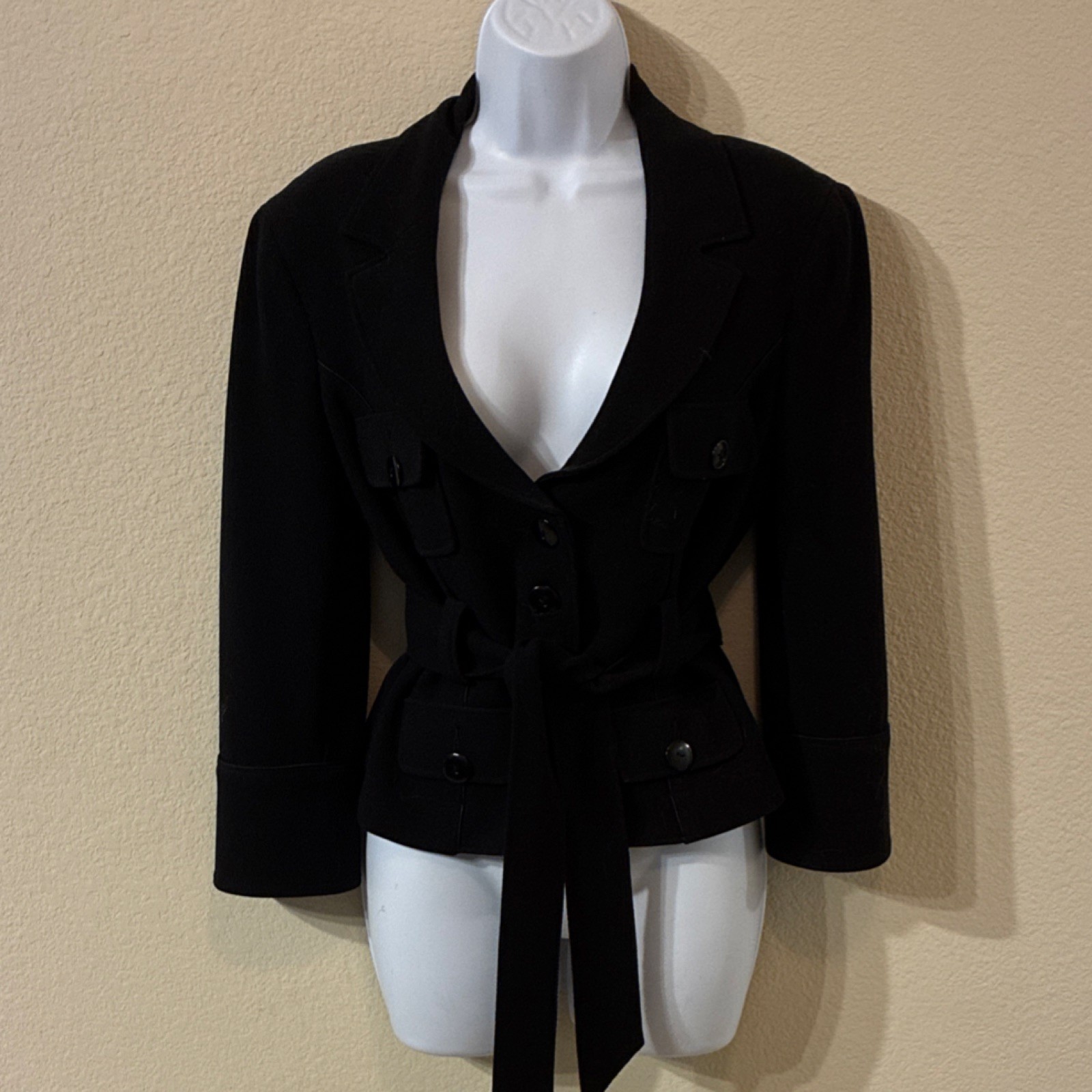 bebe Black Belted Button Collared Long Sleeve Wom… - image 1