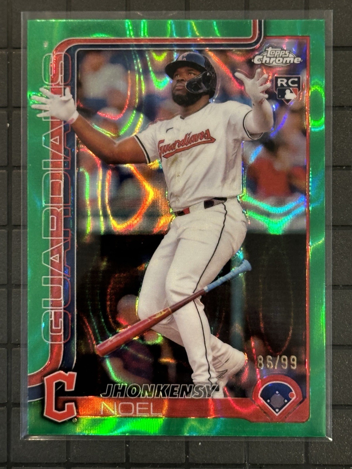 2025 Topps Chrome #291 Jhonkensy Noel RC Green Raywave Refractor #/99 Guardians