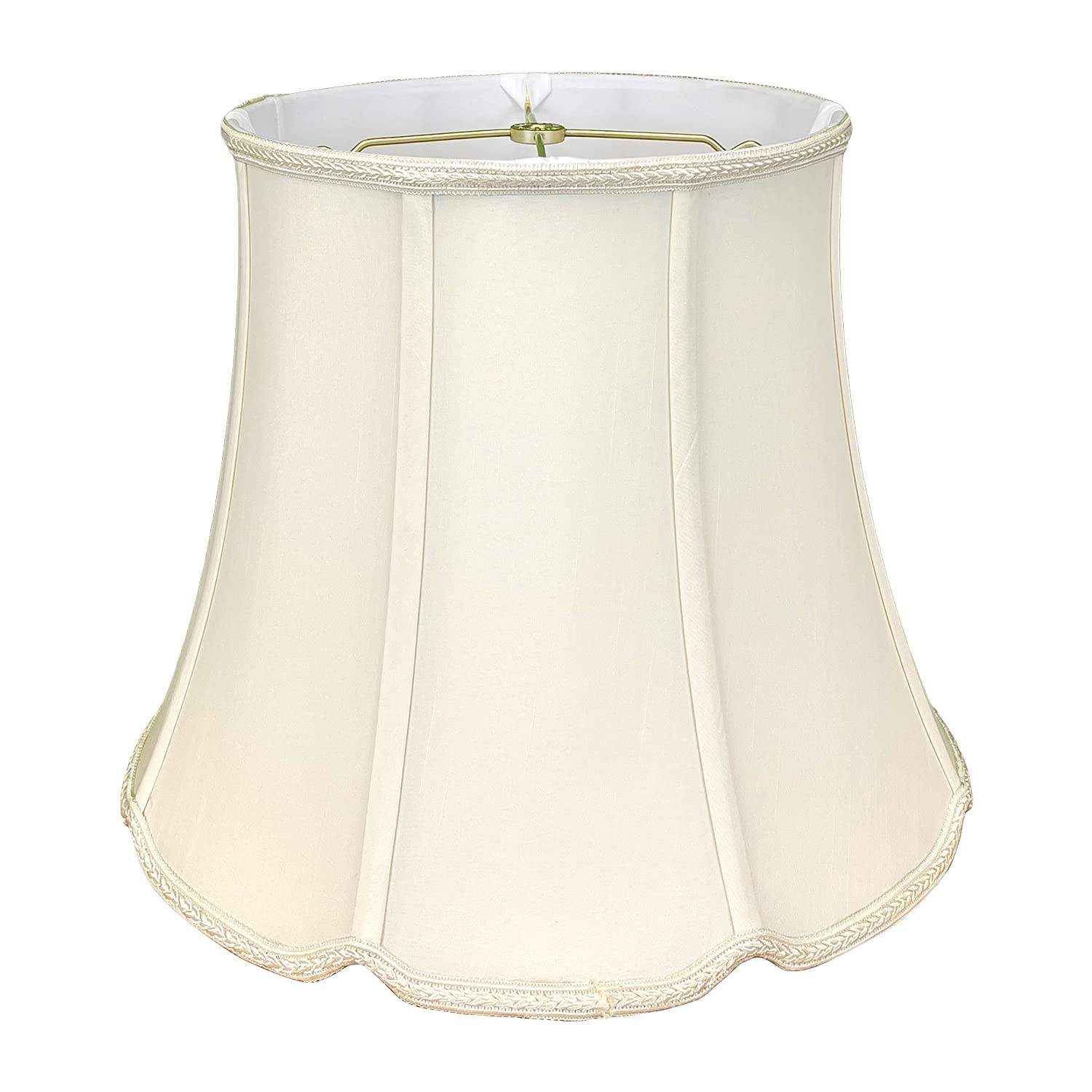 Tall Drum Bottom V-Notch Designer Lamp Shade, Eggshell, 11 x 16 x 13