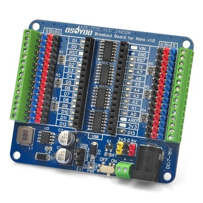 Nano IO Shield Breakout Board with GPIO Status LED, Terminal Expansion Holder...