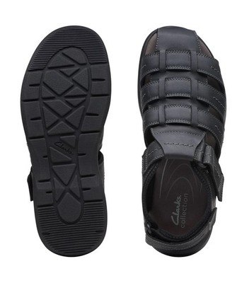 Mens Clarks Walkford Fisherman Sandal - Black Leather, Size  display picture 1