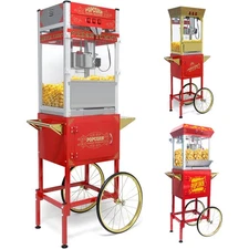 NYDDLE Popcorn Machine Movie Theater Popper Maker With Cart 20/12/8/6oz
