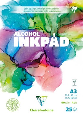 Clairefontaine 5x Alcohol Inkpad, Block A3, 25 Blatt 90g, extraweiß 976108C