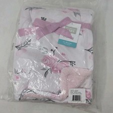 NEW Hudson Baby Infant Girl Plush Blanket with Sherpa Back, Pink Floral 30x40