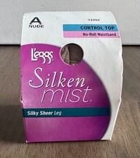 Leggs Silken Mist Control Top No Roll Waistband Sheer Pantyhose Nude size A