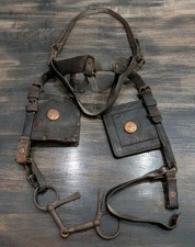 Vintage U.S. Military Cavalry Uprząż Uzda Zagłówek Blindery Mosiężne rozety