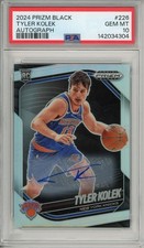 2025 Panini Prizm Black Tyler Kolek Silver Rookie Auto #226 PSA 10 Knicks RC
