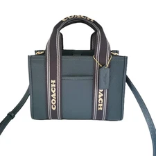 Coach CBH14 Refined Pebbled Leather Smith Tote 24 Crossbody Handbag Denim