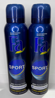 Fa Sport Citrus Green Scent Anti-Stains Deodorant 0%Aluminium Salt 150 mL  -2 PK