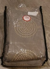 Spiral Raised Embroidered Grommet Top Window Curtain Panel 50"x 84" Medium Grey