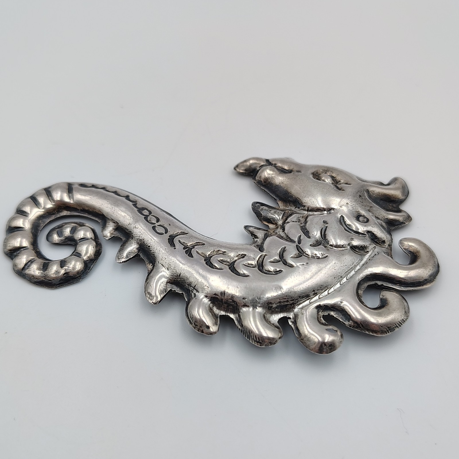 Vintage Silver Repousse Large Statement Seahorse … - image 7