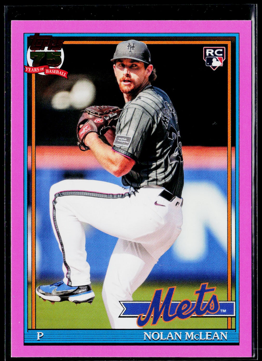 Nolan McLean 2026 Topps Series 1 #T91-63 Pink New York Mets RC 1991 Design