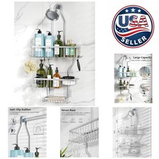 Space-Saving Hanging Shower Caddy 3 Compartments Rust-Resistant Design