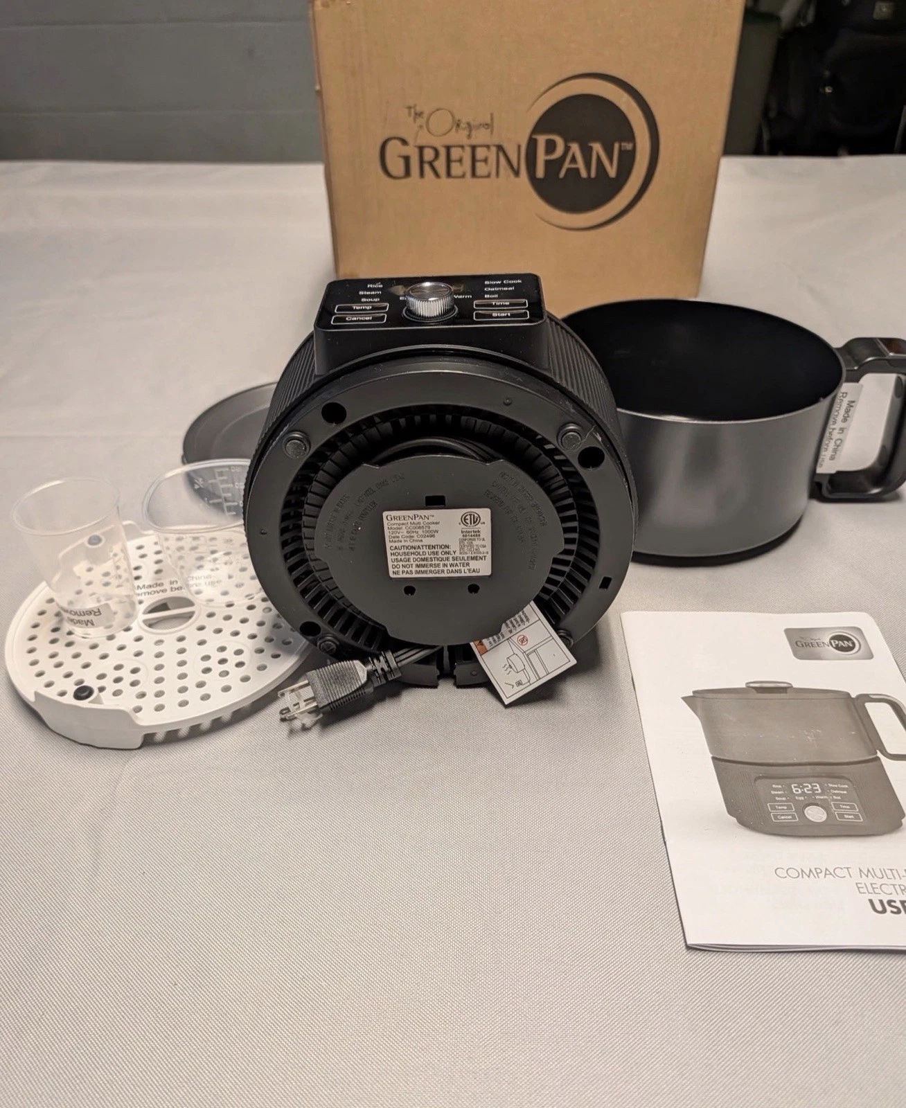 GreenPan Electric Rice Cooker Model GreenPan Grey Black w/ Cup Spatula
Opens in a new window or tab