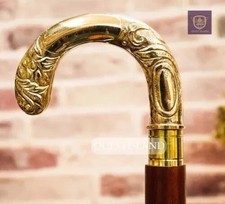 Designer Vintage Antique Victorian Brass Handle Wooden Walking Stick Cane