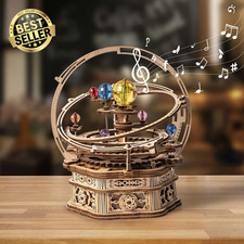3D Wooden Puzzles for Adults Mechanical Music Box-Starry Night, DIY Rotating Mus