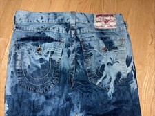 True Religion Ricky Relaxed Straight Flap Acid Wash Made In USA jeans W 34 Men’s