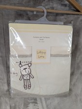 Lollipop Lane Out To Dry Nursery Curtains & Tie Backs Teddy Bear Cream Beige New