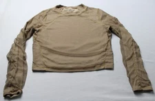 Alo Yoga Women's Vision Long Sleeve Mesh Athletic Crop Top CL8 Beige Large