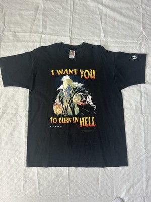 Vintage 1997 Spawn Movie Violator Clown I Want You To Burn In Hell T-Shirt XL 
