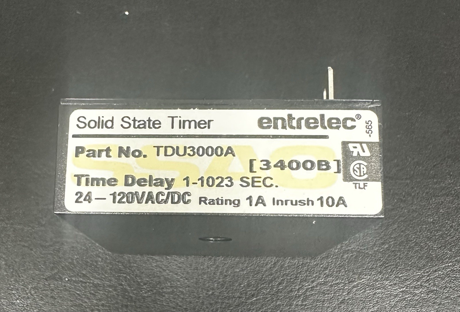 Solid State Delay-On-Make Timer Relay, 1-1023 Seconds, TDU3000A, 1A Rating