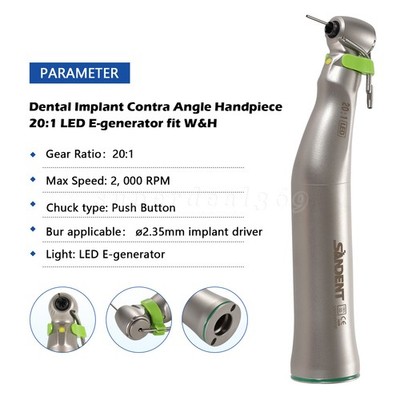 SANDENT Dental E generator LED 20:1 Implant Contra Angle Low Speed Handpiece po