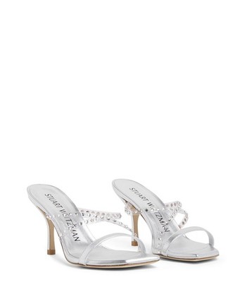 Stuart Weitzman Damen Pantoletten Silber Größe EU 37 UVP 595£
