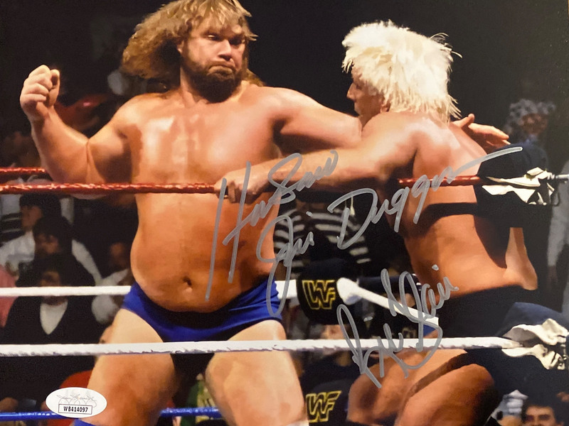 Ric Flair & Hacksaw Jim Duggan Dual Signed 8x10 Photo WWE  JSA COA