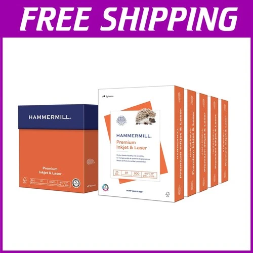 Sustainable 24 lb Printer Paper - 97 Brightness, 5 Ream Pack