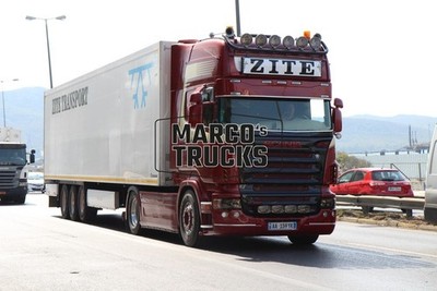 LKW Foto Scania R-series Kofferauflieger Griechenland rot ZITE TRANSPORT #h8ae