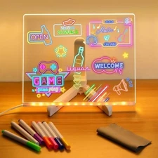 LED Light Up Note Board Acrylic Message Board with Markers