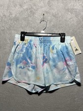 NWT Adidas Girls Halo Mint Blue Multicolor Woven Athletic Shorts Size XL 16