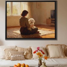 Bichon Frise Oil Painting Canvas Print Dog Artwork Living Room Wall Art Decor