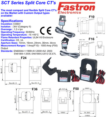 Fastron Cable Fastron F24 100 Amp CT Cable 0.333v Current Transformer Split Core SCT ...