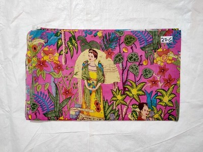 Indian Handmade Pink Frida Print Dressmaking, Sewing Running Fabric 20 Yards
