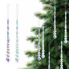 FEBSNOW 16 Pcs Christmas Tree Ornaments, Christmas Crystal Icicle Tree Decora...