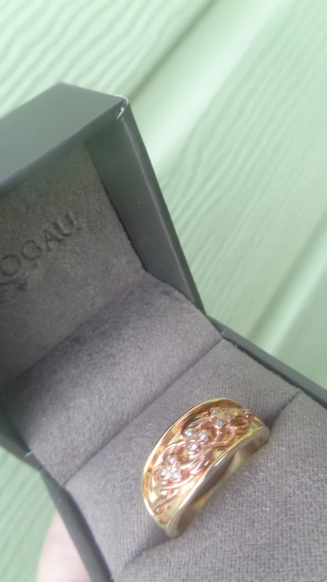 Clogau Anillo Oro Rosa y Oro Amarillo 9ct Con 9 Diamantes + Certificado Talla K