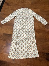 Vintage Long Night Gown Lace Collar Long sleeve Small