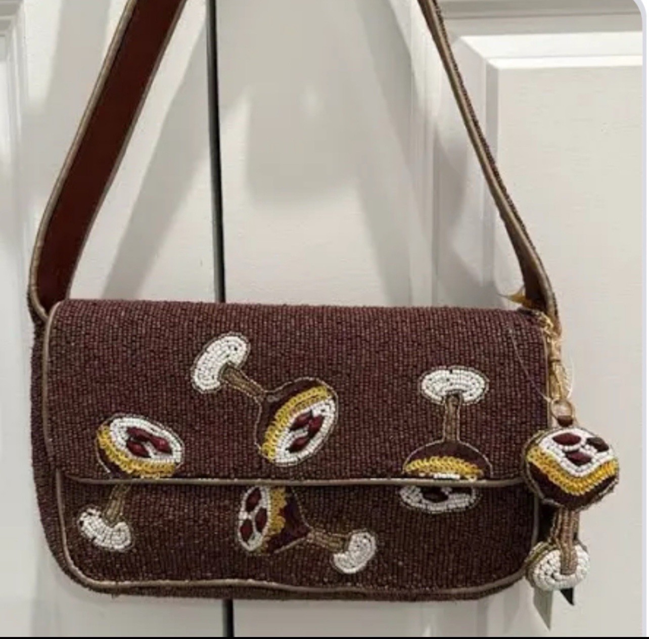 Handmade Beaded Shoulder Bag – Espresso Martini Glass Cocktail Theme Purse