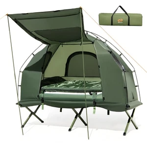 Goplus 1-Person Portable Pop-Up Tent/Camping Cot Air Mattress Sleeping Bag