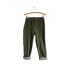 Vintage Military Green Tapered Pants: High Waist Elastic, Grunge Army Style
