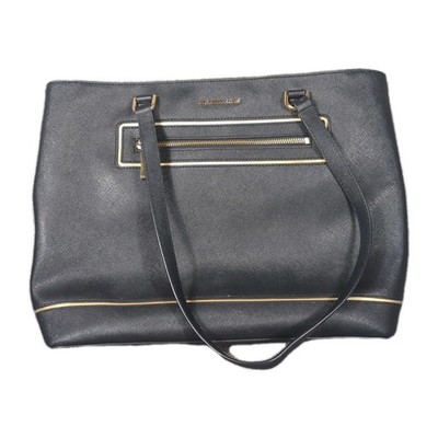 Michael Kors Black Nylon Saffiano Trim Tote Zip Top Shoulder Handbag