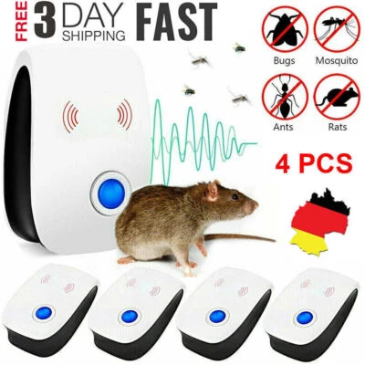 4X Ultrasonido Ratón Defensa Ratones Casa Ratas Control de Plagas Terror