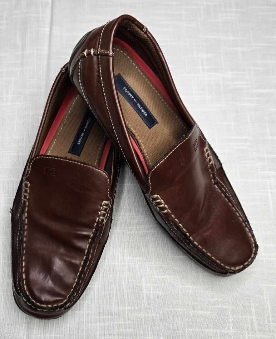 Tommy Hilfiger Mens Brown TMDATHAN Driving Moccasins Slip On 