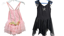 2 girls Leotards Danskin black with Tutu Skirt Size Small 6 / 6X Pink velour M