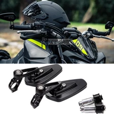 7/8" Motorcycle Bar End Mirrors Black For Yamaha FZ07 FZ09 MT07 MT09 MT03 MT10