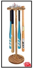 Freestanding Rustic Wood Baseball Bat Display Rack, Bat Holder, Holds 10 Bats