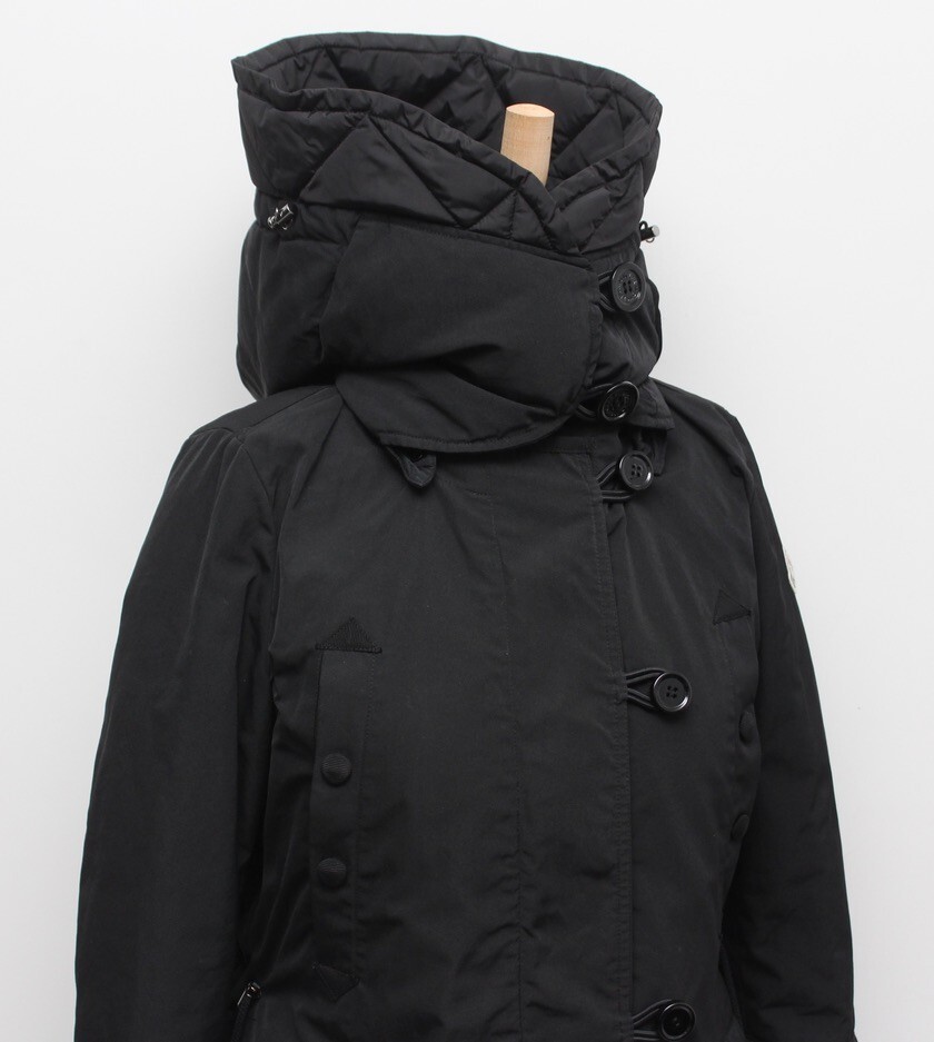 Women's MONCLER Nicole Long Down Puffer Jacket Parka Hooded Black RARE Size 2 image 8