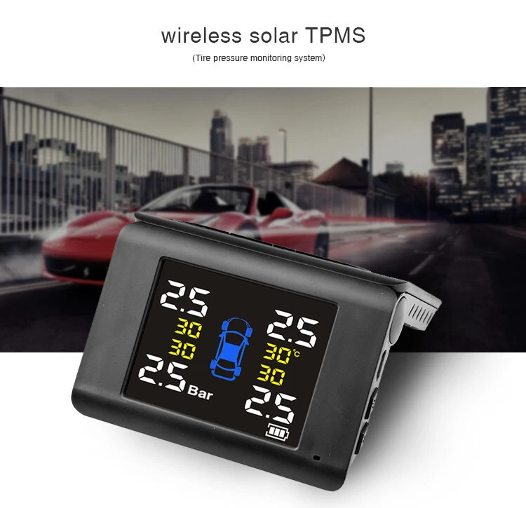 Car TPMS Tire Tyre Pressure Monitor System Alarm W/4 Internal Sensor LCD Display - Image 4 of 4