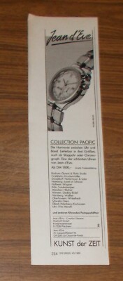 Seltene Werbung vintage JEAN D'EVE COLLECTION PACIFIC Uhr #2 1989